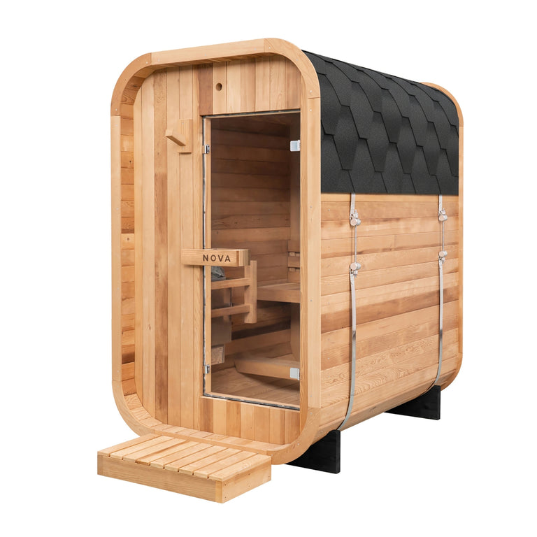 Cedar Duo: Premium Barrel + 2 Person Sauna