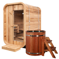 Cedar Duo: Premium Barrel + 2 Person Sauna