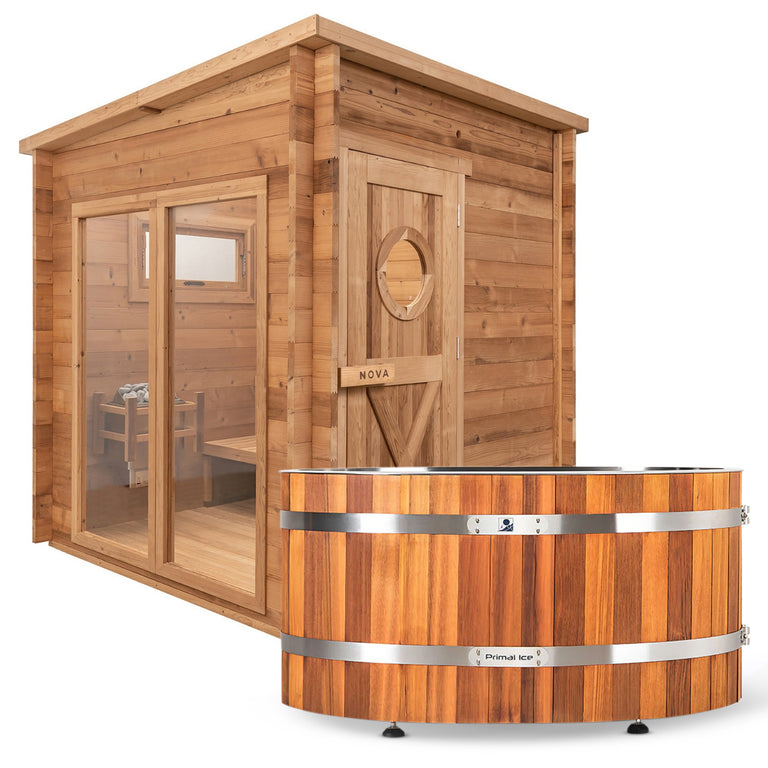 Primal Ice Bath + 8 Person Cedar Sauna